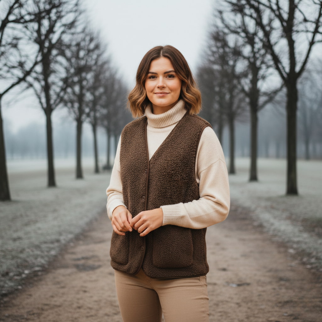 Viviane | Damen Frühlings Lässige Warme Sherpa-Weste