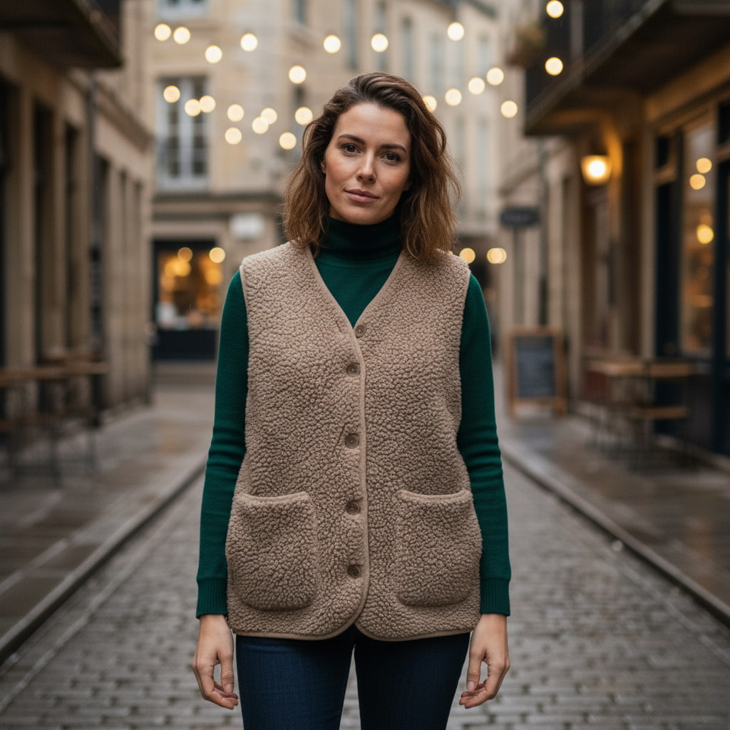 Viviane | Damen Frühlings Lässige Warme Sherpa-Weste