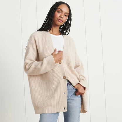 Sarah | Damen Klassischer Strick-Cardigan mit Knöpfen