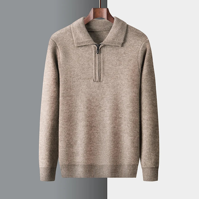Simon | Herren Winter-Strickpullover mit Half-Zip
