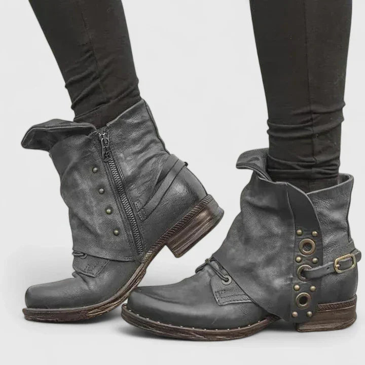 Katharina | Damen Frühlings Vintage Stiefeletten mit Schnallen