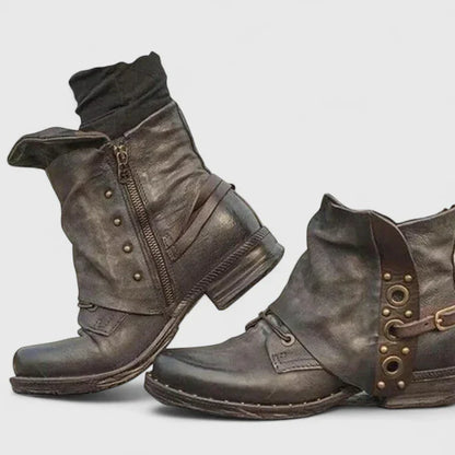 Katharina | Damen Frühlings Vintage Stiefeletten mit Schnallen