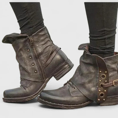 Katharina | Damen Frühlings Vintage Stiefeletten mit Schnallen