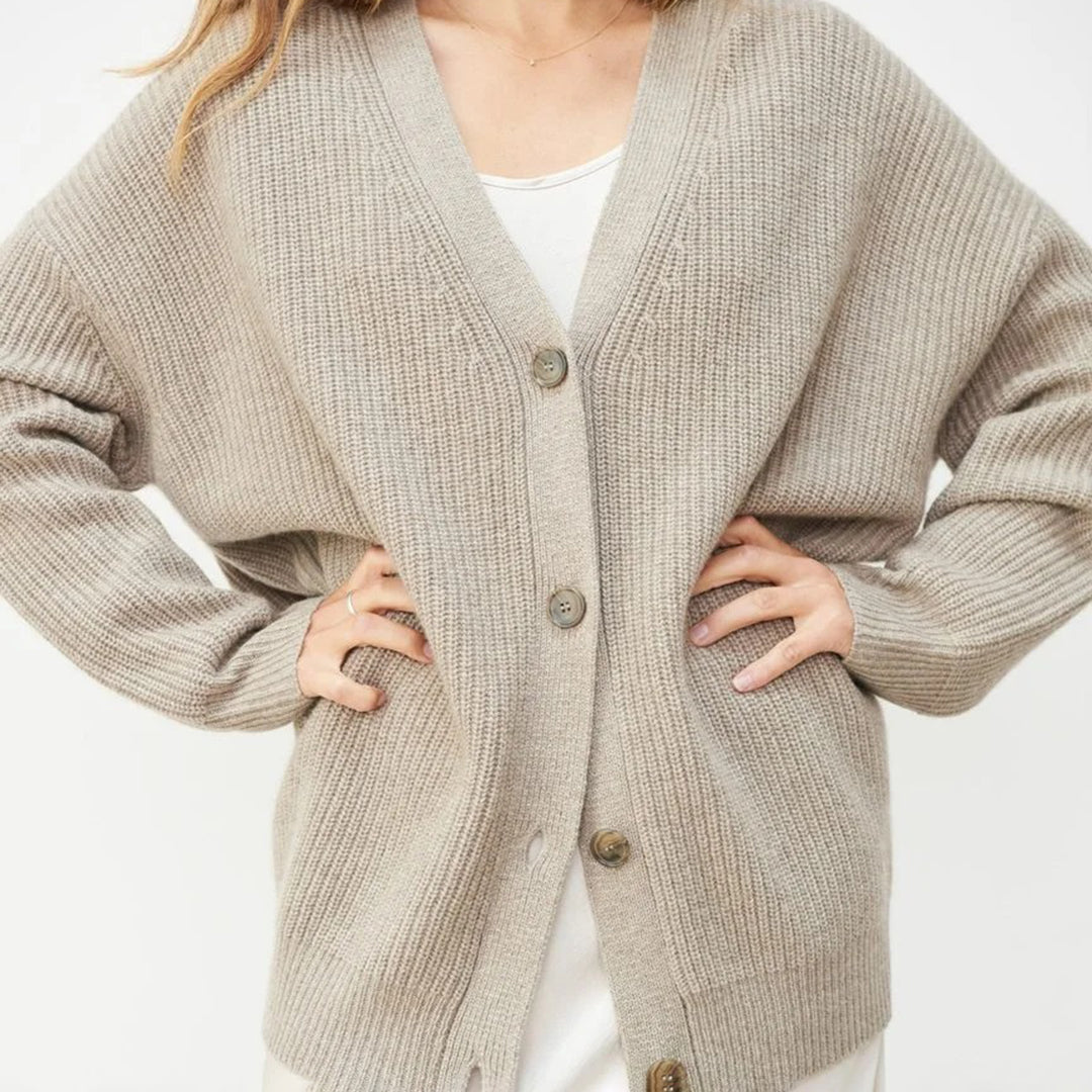 Sarah | Damen Klassischer Strick-Cardigan mit Knöpfen