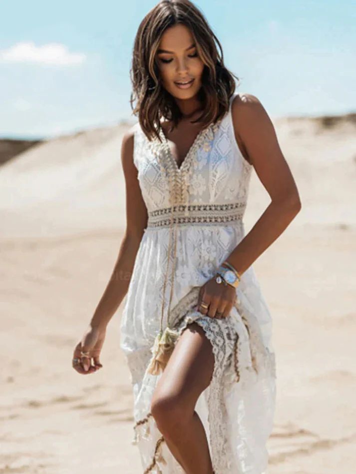 Maria | Damen Boho Sommer Maxikleid