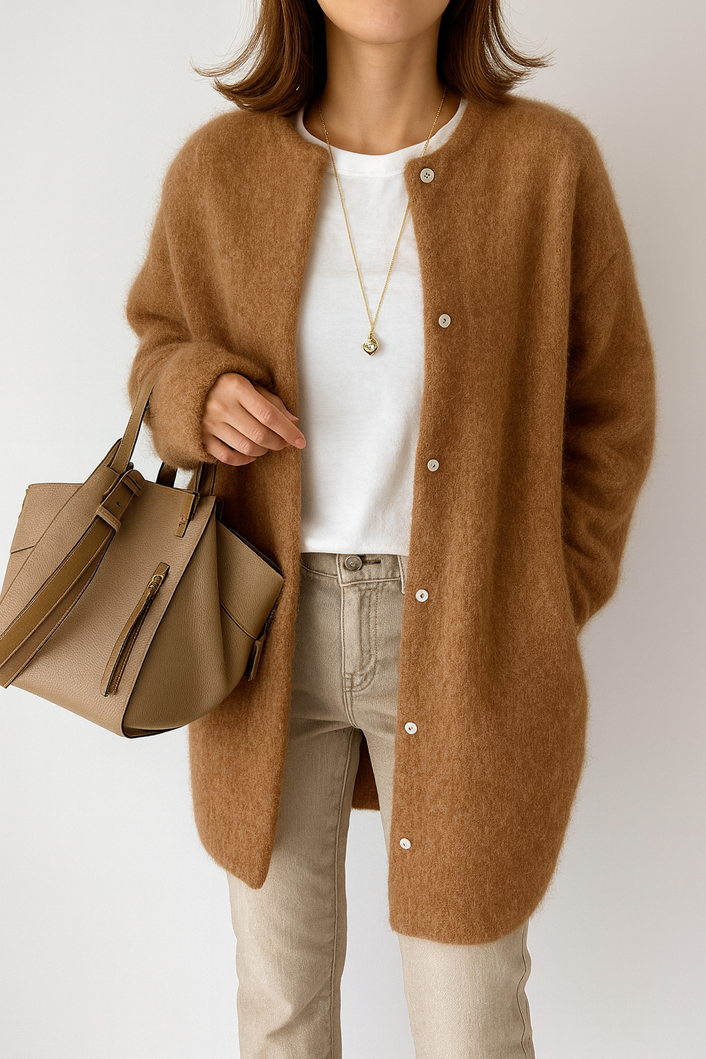 Carmen | Damen Frühling Oversized Langer Cardigan