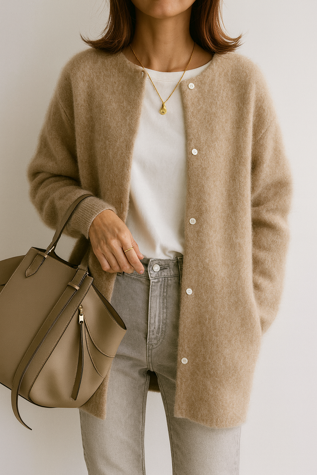 Carmen | Damen Frühling Oversized Langer Cardigan