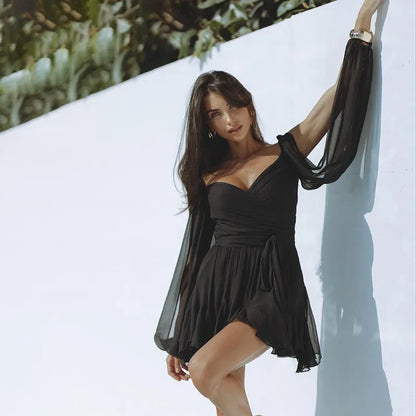 Birgit | Sommerliches Damen-Minikleid mit langen Ärmeln