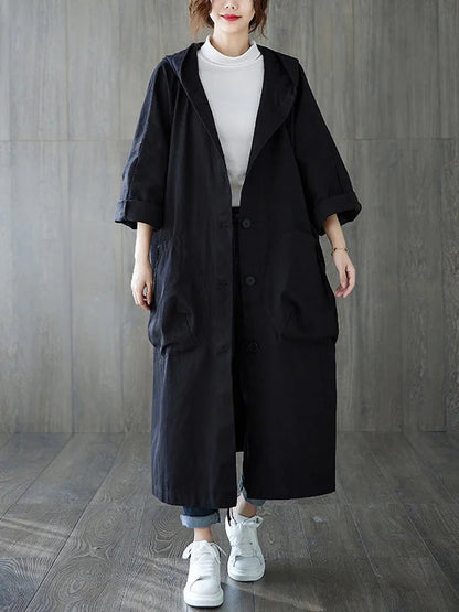 Julia | Oversized Langer Freizeitmantel mit Kapuze für Damen