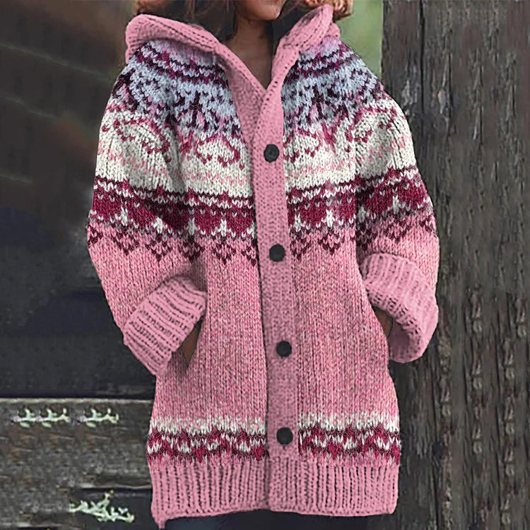 Andrea | Fair Isle Kapuzenstrickjacke für Damen