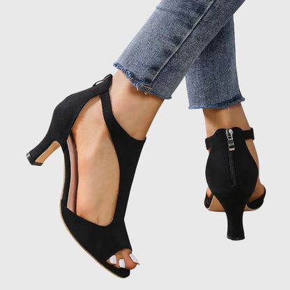 Jessica | Damen Frühlings Riemchen-Sandaletten mit Cutout und offener Zehe