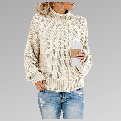 Pauline | Damen Oversize Hochgeschlossener Strickpullover