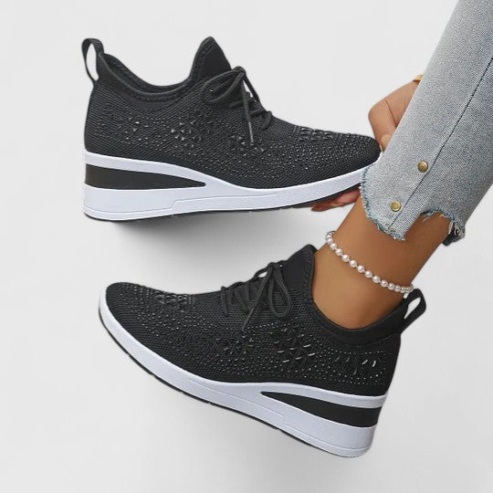 Marie | Damen Frühlings Leichte Strick-Plateau-Sneaker