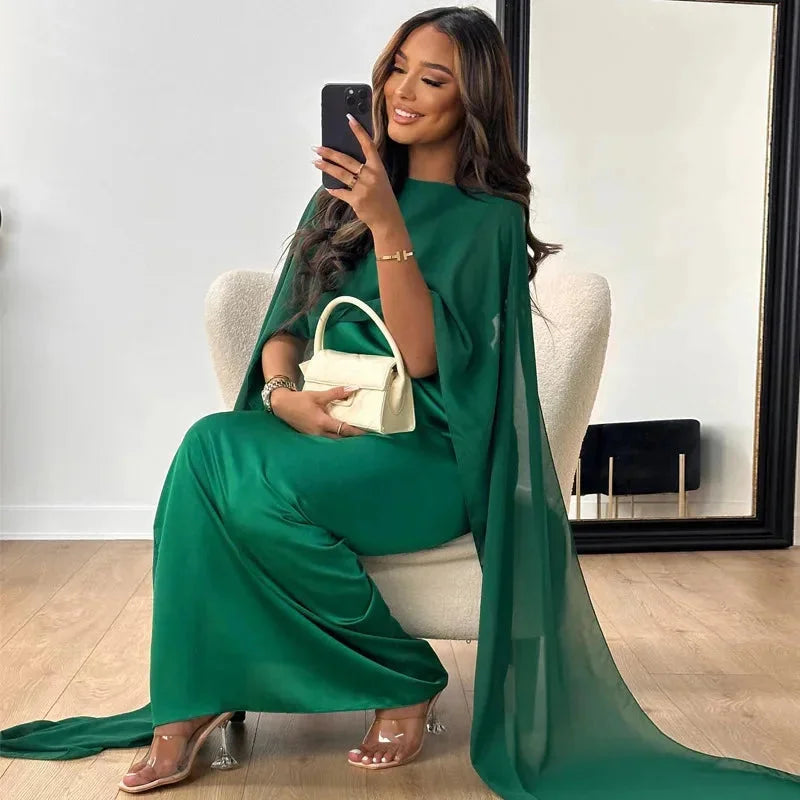 Jessica | Damen Cape Maxi Kleid für Hochzeitsgäste