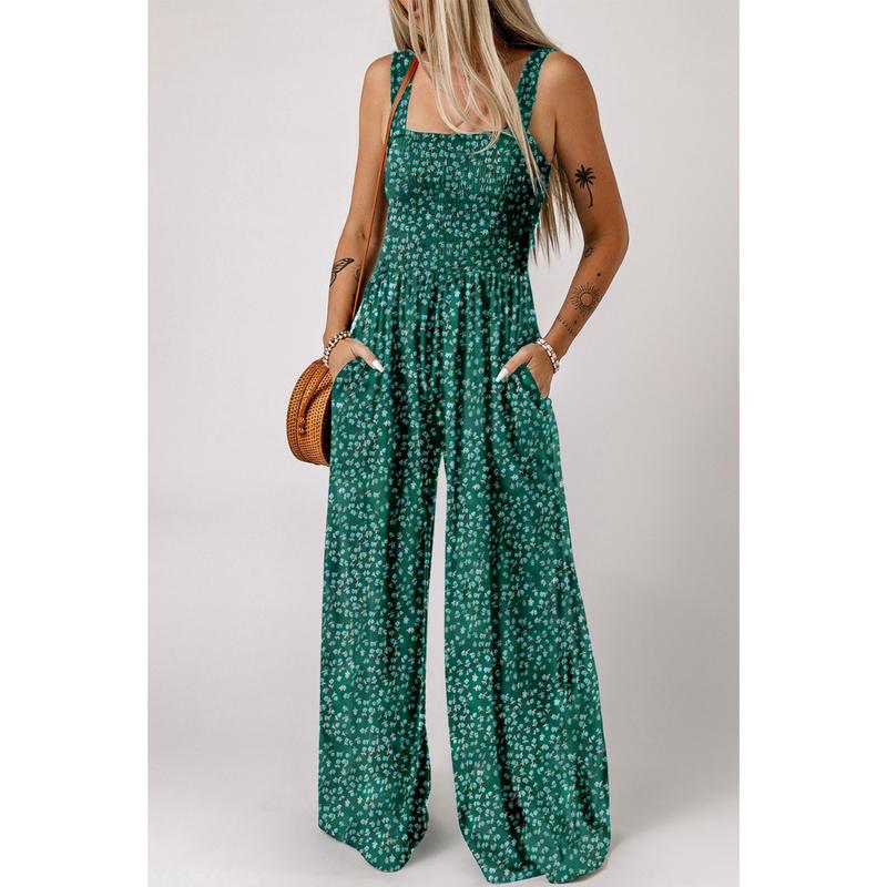 Elsa | Eleganter Damen-Frühlings-Jumpsuit mit Blumenmuster und weitem Bein