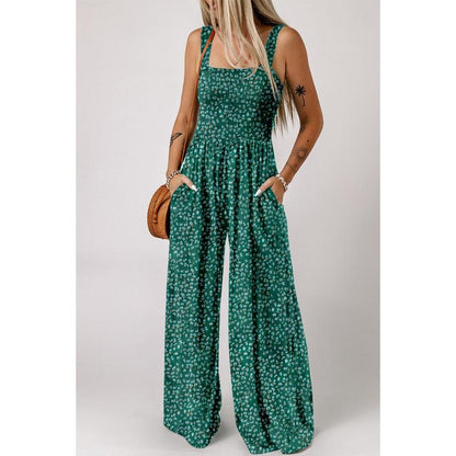 Elsa | Eleganter Damen-Frühlings-Jumpsuit mit Blumenmuster und weitem Bein