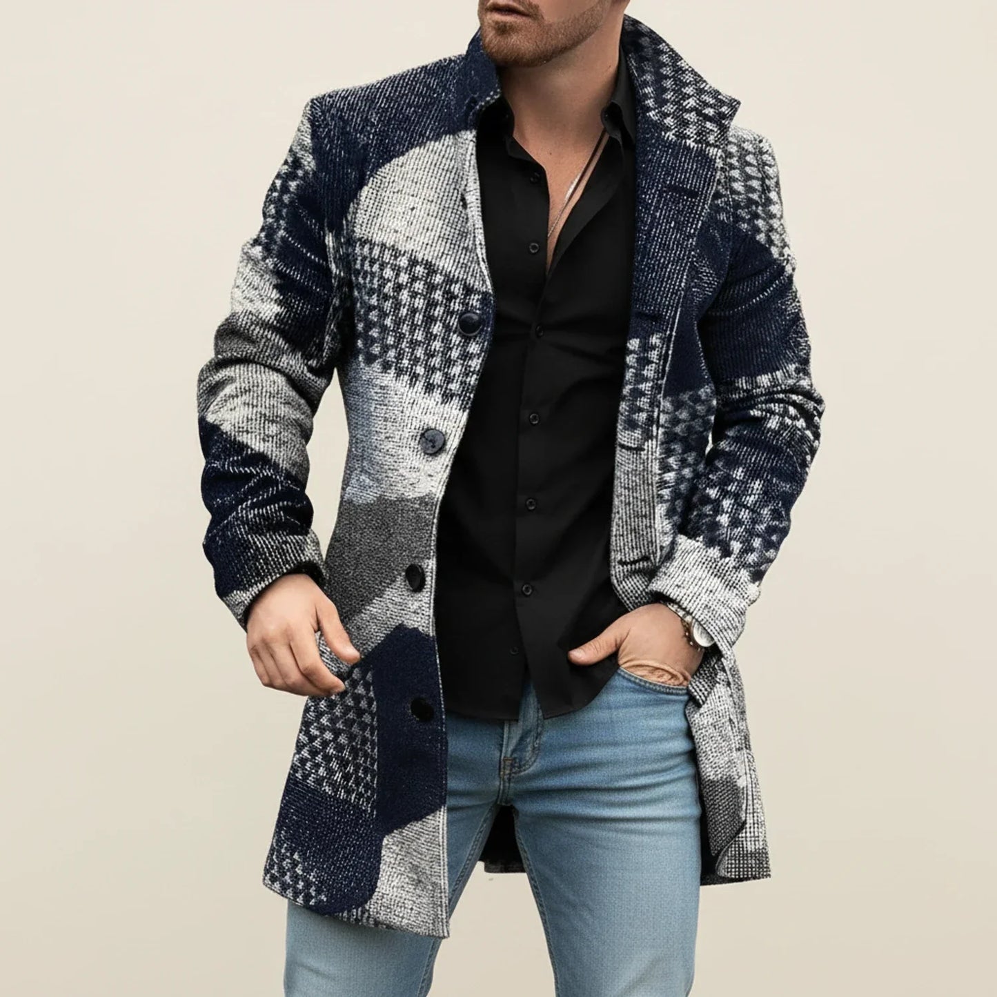 Viktor | Herren Winter Mantel im Patchwork-Stil