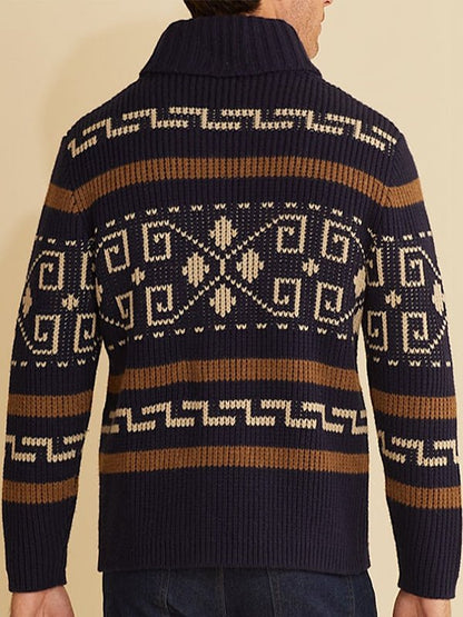 Emil | Herren Frühlings Gemusterter Cardigan Mit Reißverschluss