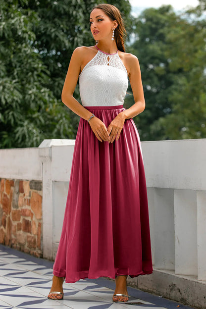 Nicole | Damen Halter Maxi Kleid für Hochzeitsgäste