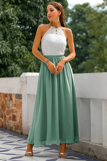 Nicole | Damen Halter Maxi Kleid für Hochzeitsgäste