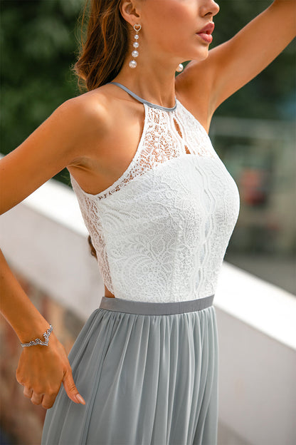 Nicole | Damen Halter Maxi Kleid für Hochzeitsgäste