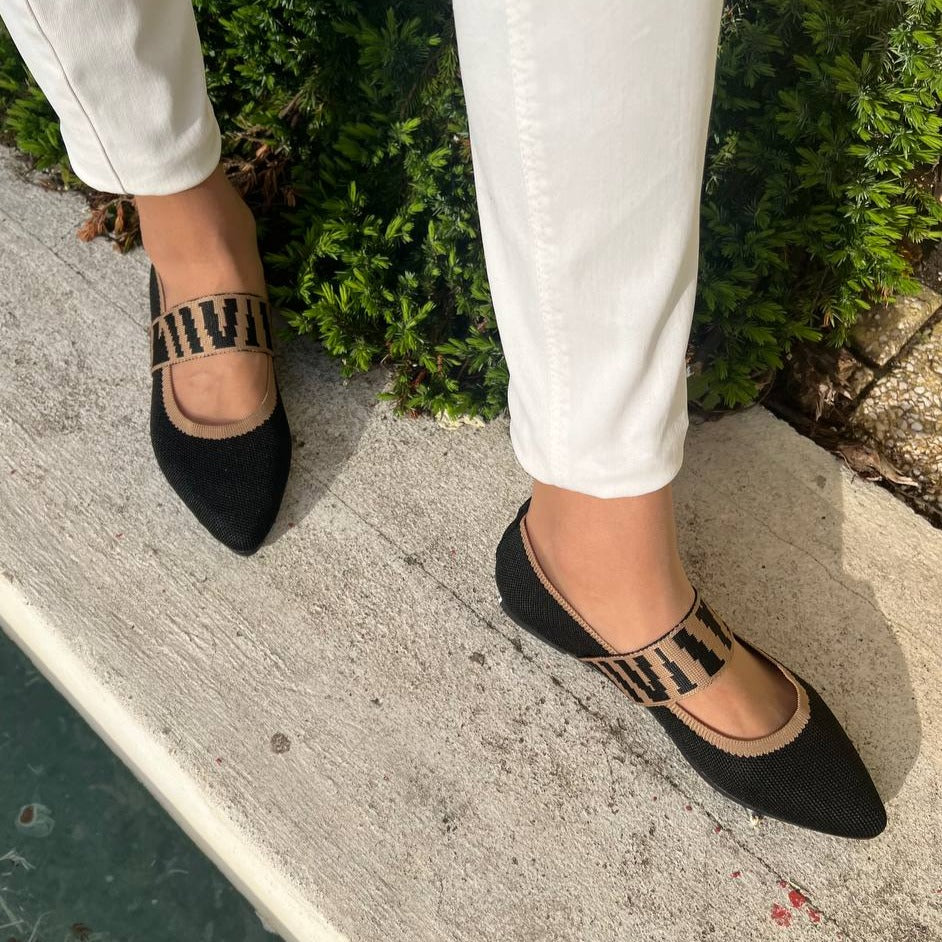 Yvonne | Damen Frühlings Ballerinas mit Riemen im Freizeitstil