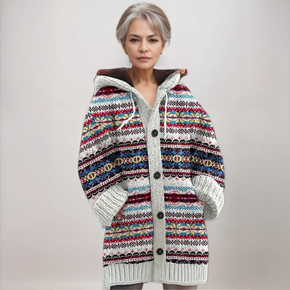 Andrea | Fair Isle Kapuzenstrickjacke für Damen
