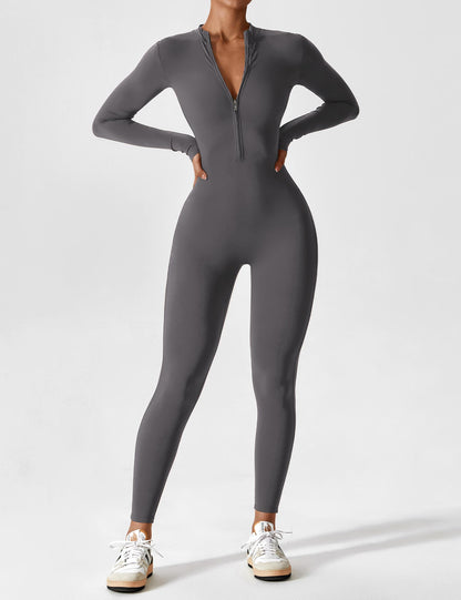 Regine | Damen Frühlings Stretch Zip-Up Jumpsuit