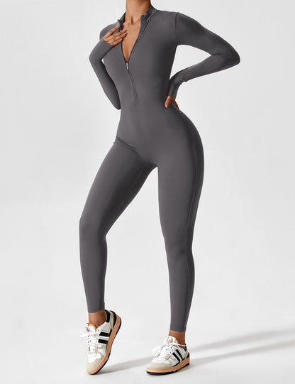 Regine | Damen Frühlings Stretch Zip-Up Jumpsuit