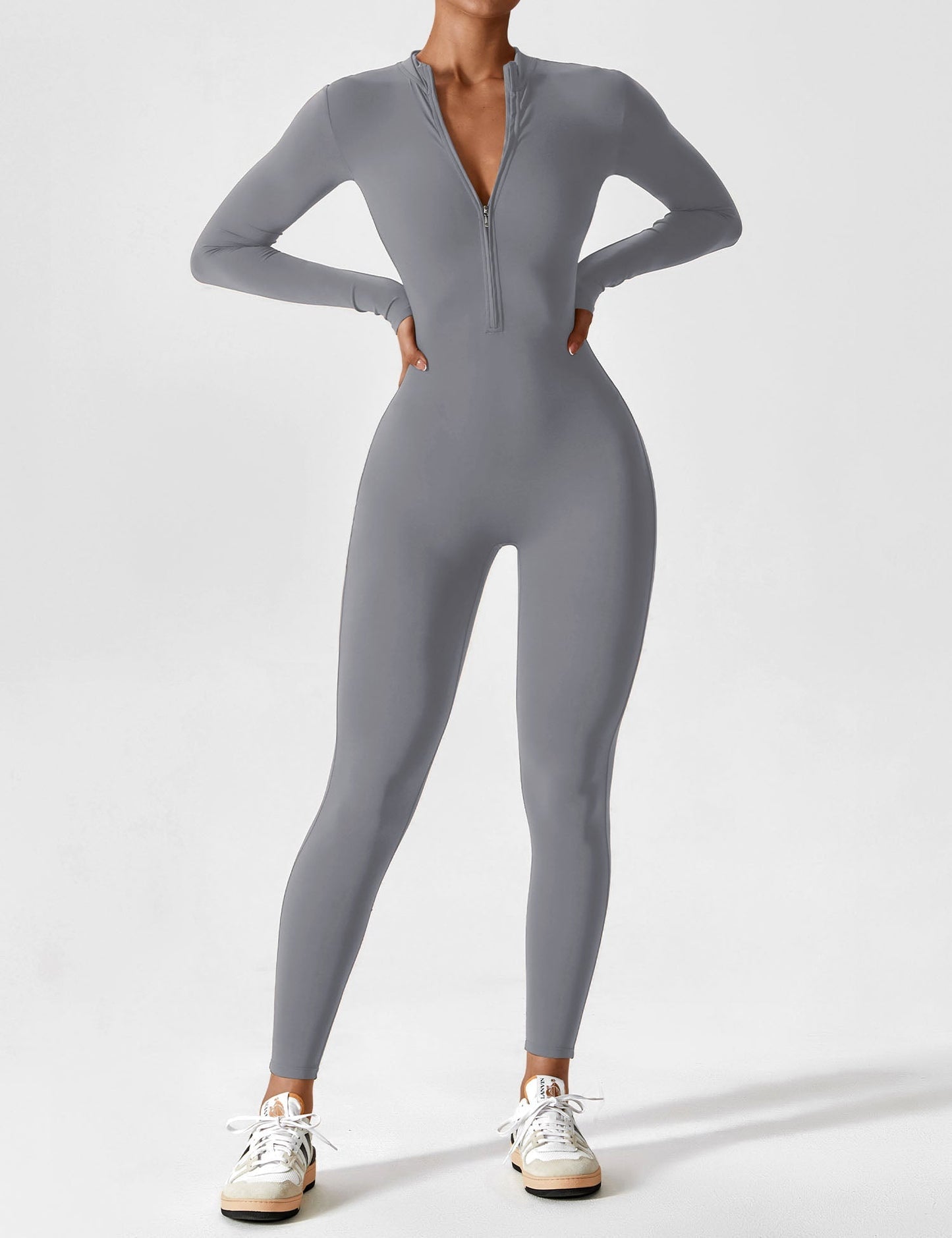 Regine | Damen Frühlings Stretch Zip-Up Jumpsuit