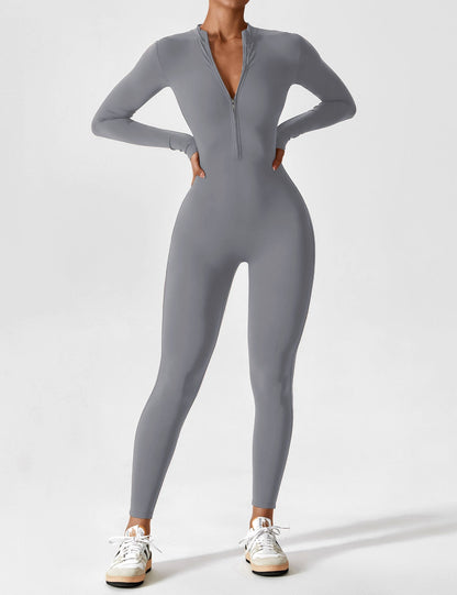 Regine | Damen Frühlings Stretch Zip-Up Jumpsuit