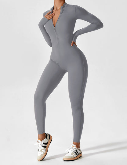 Regine | Damen Frühlings Stretch Zip-Up Jumpsuit